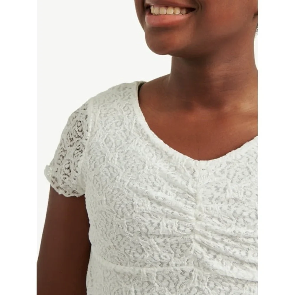 Justice Girls Lace Tee White Size Large 12/14